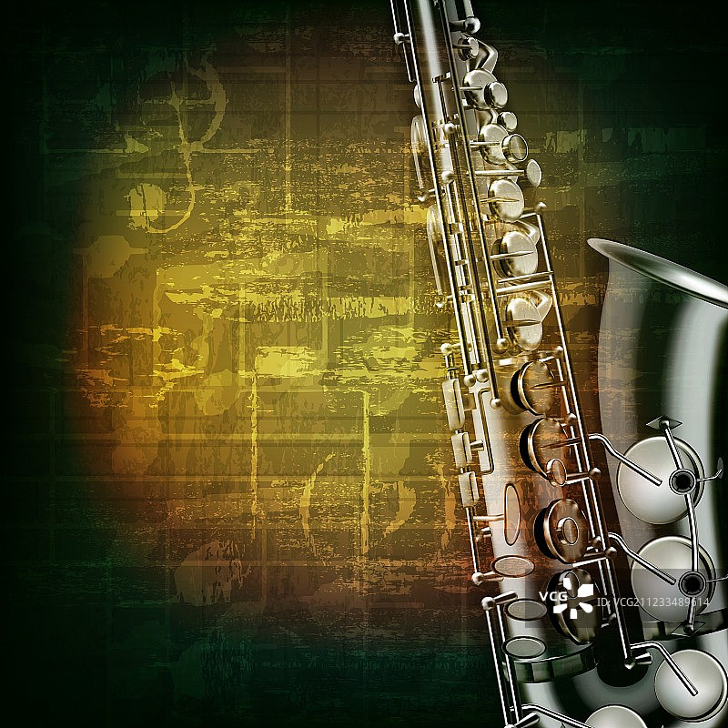 带有抽象绿色Grunge音乐背景图片素材