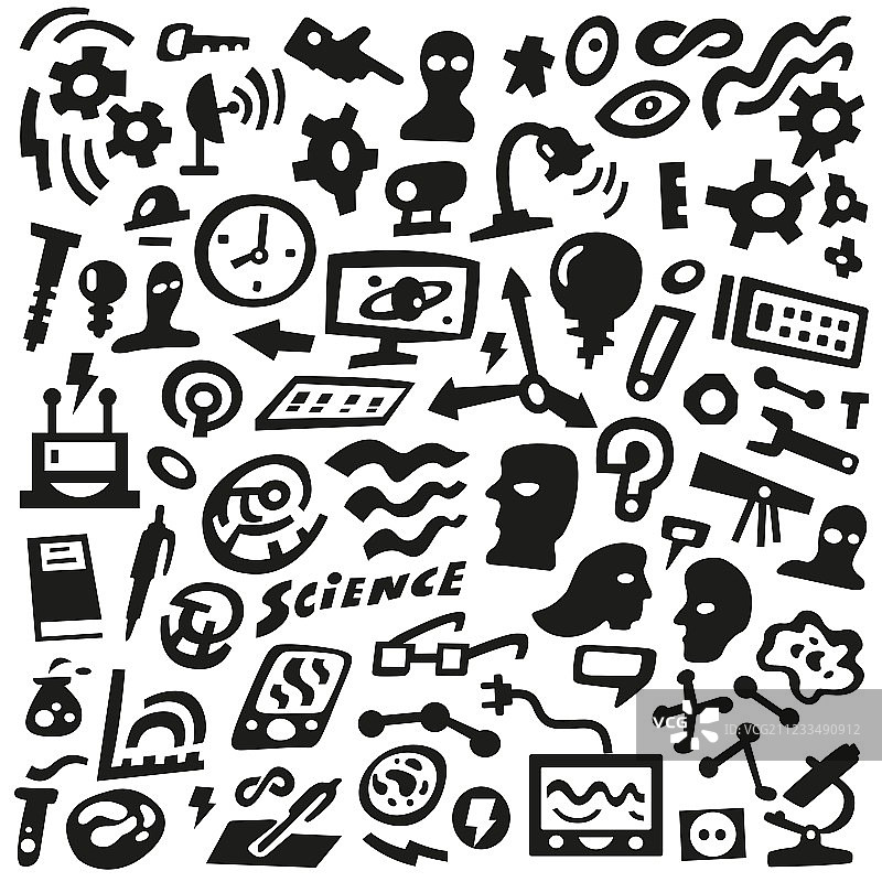 思考科学涂鸦套装图片素材