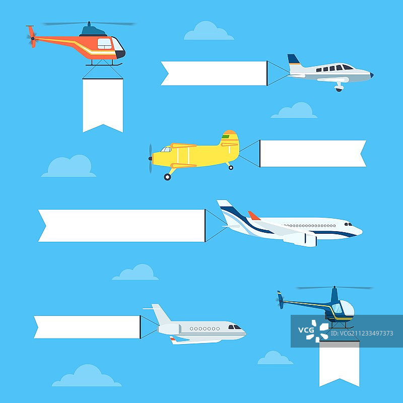 扁平风格飞机合集图片素材