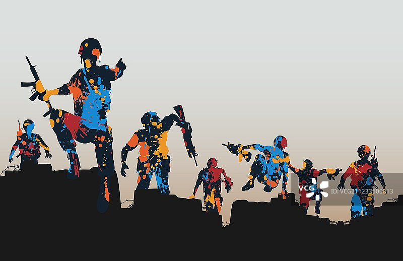 彩弹射击士兵图片素材