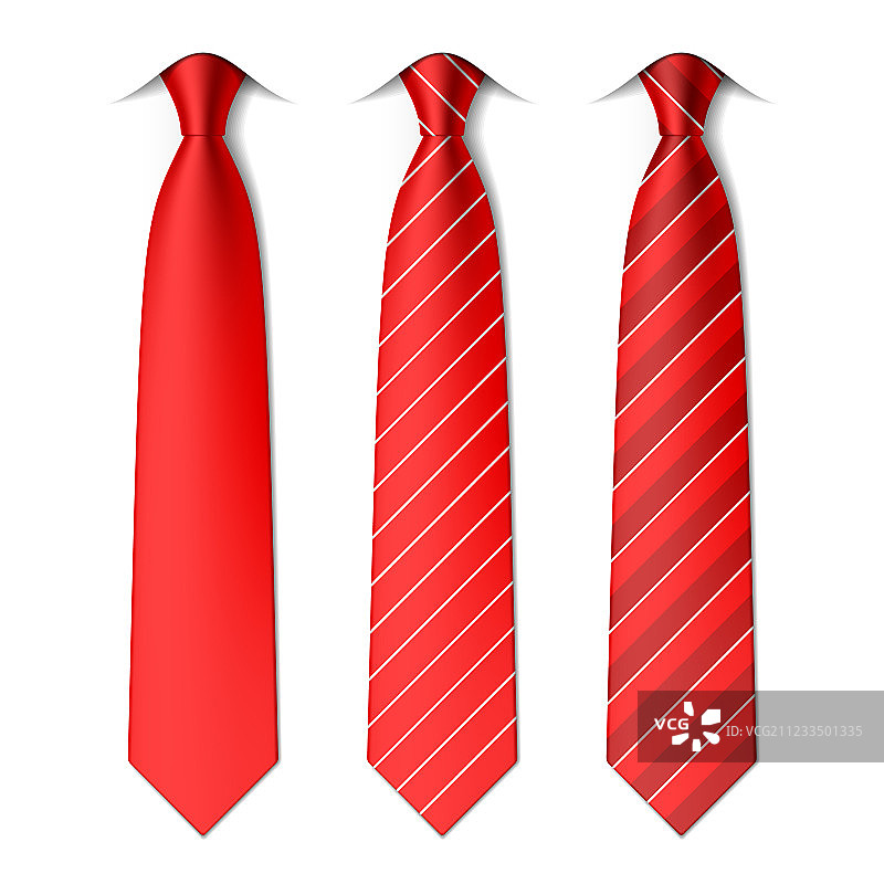 红色纯色和条纹领带图片素材