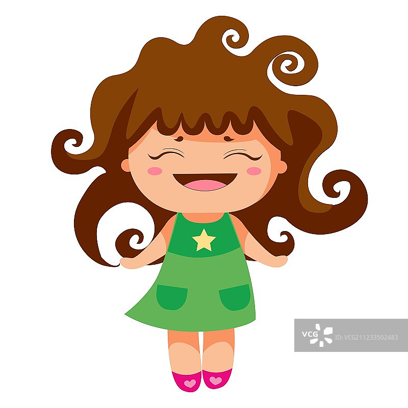 可爱的快乐卷发女婴图片素材