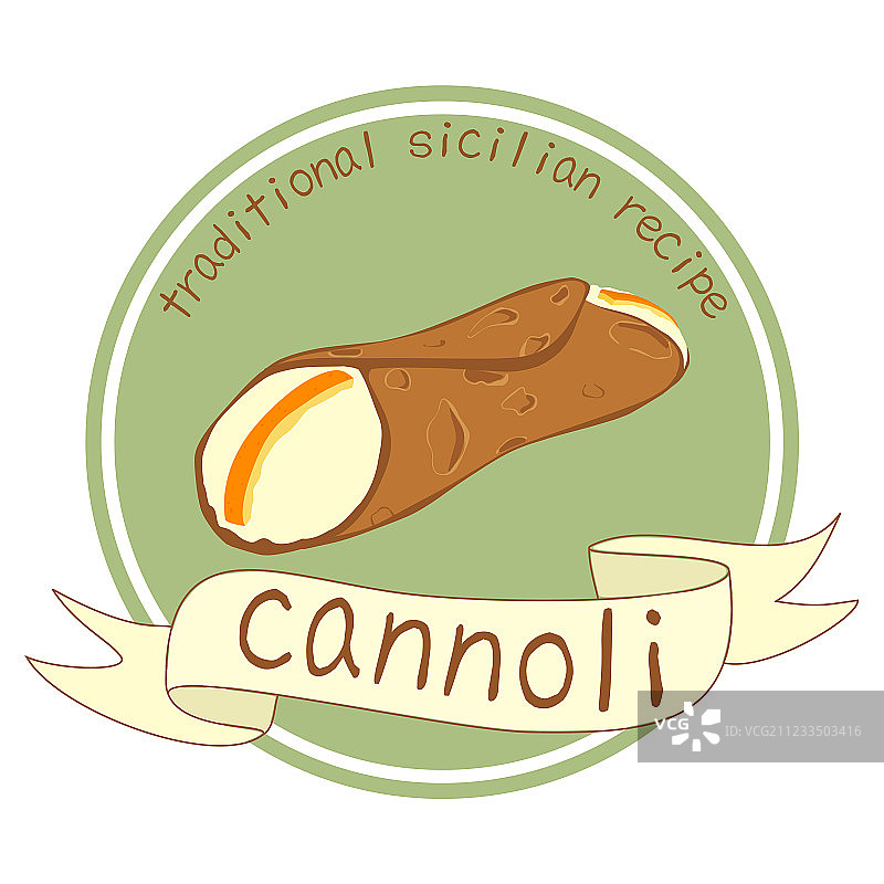 白色背景上的奶油甜馅煎饼卷印章或标签图片素材