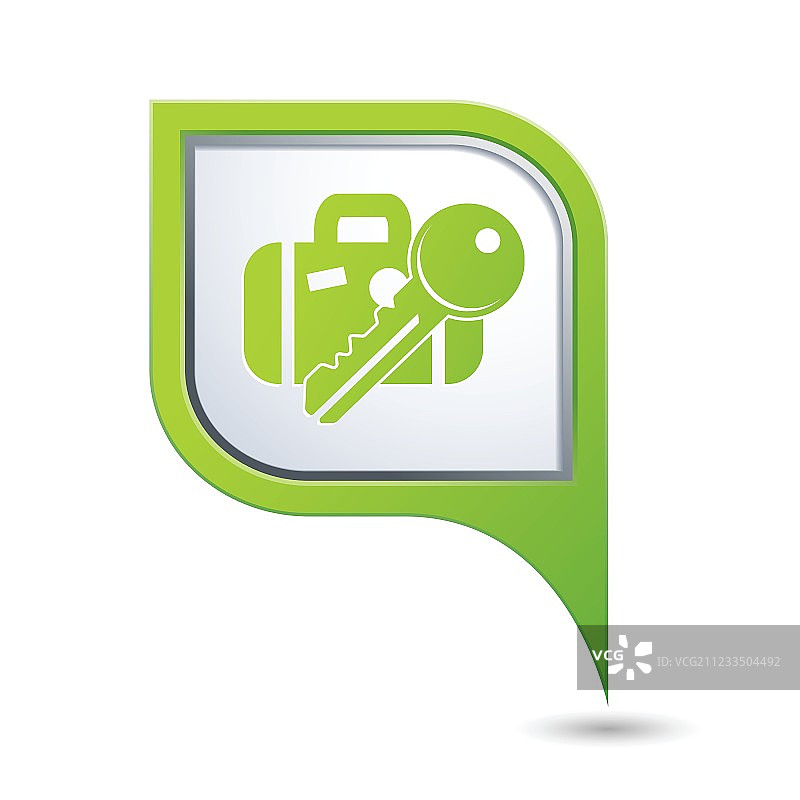 绿色指针行李箱和钥匙图片素材