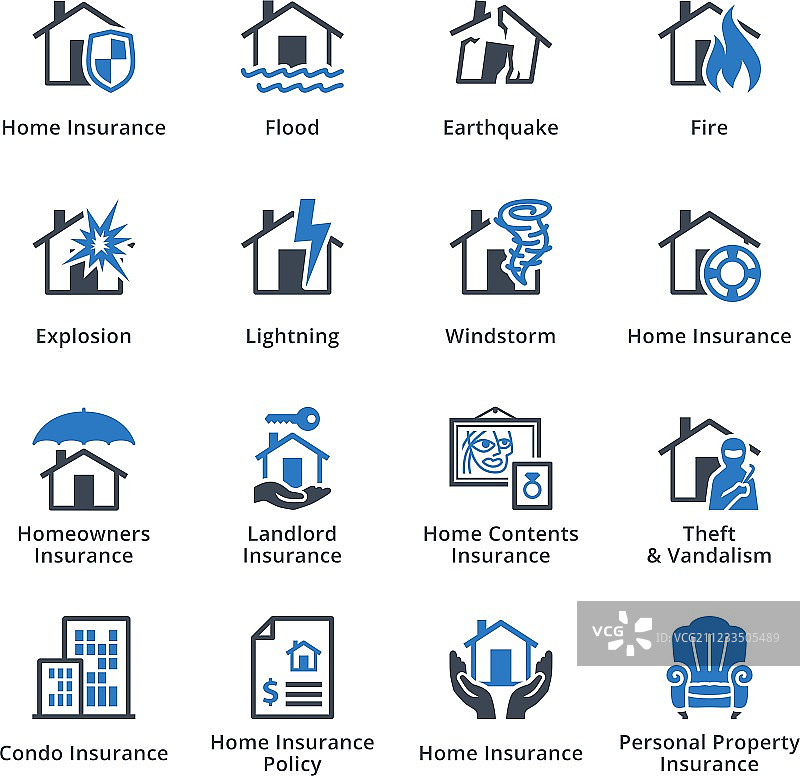 蓝色系列财产保险图片素材