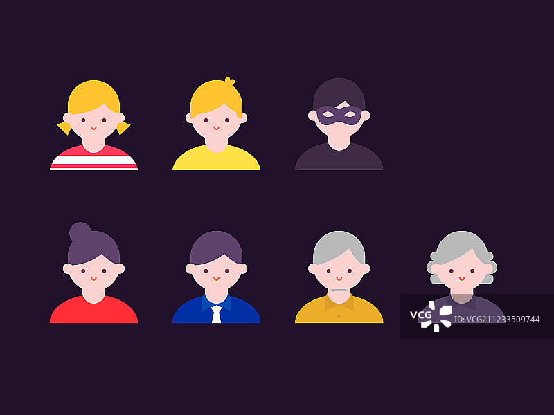 家庭人物头像素材可商用矢量扁平插画图片素材