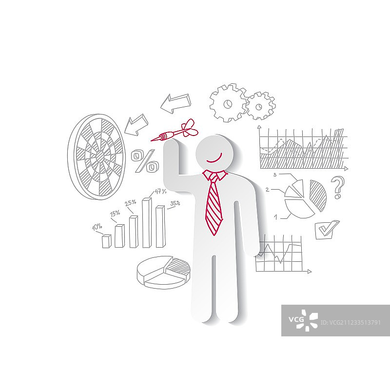 纸人飞镖和商业图形营销图片素材