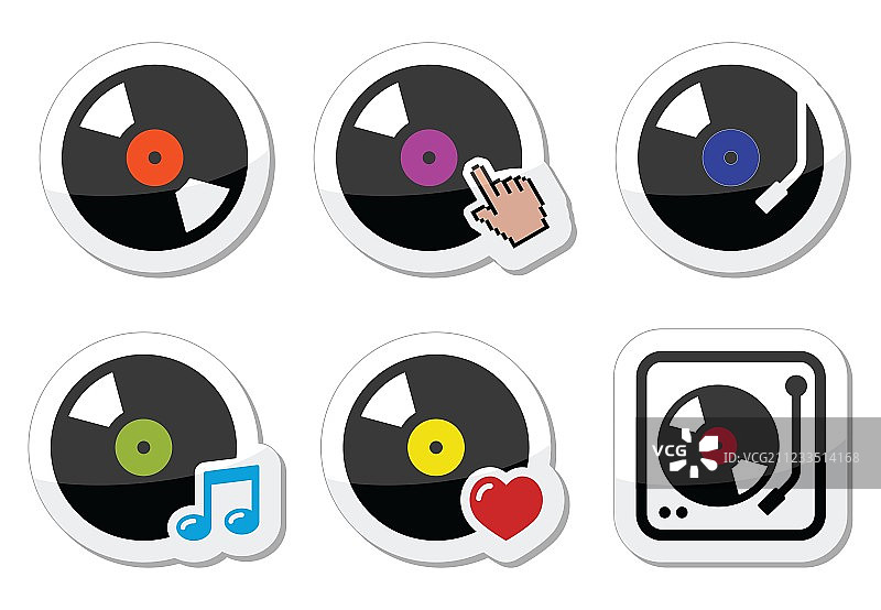黑胶唱片DJ图标合集图片素材
