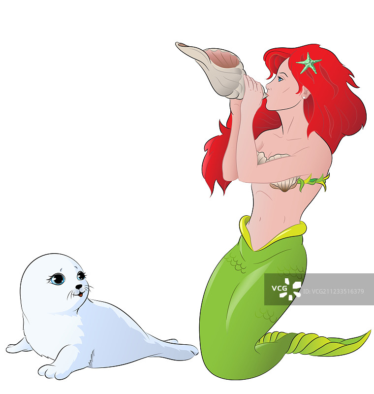 小海豹美人鱼图片素材