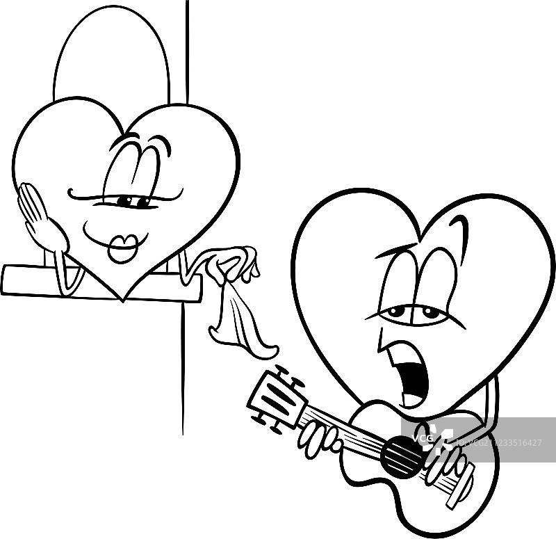 爱心歌曲卡通填色页图片素材