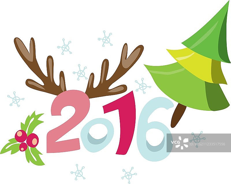 2016新年松树邀请函图片素材