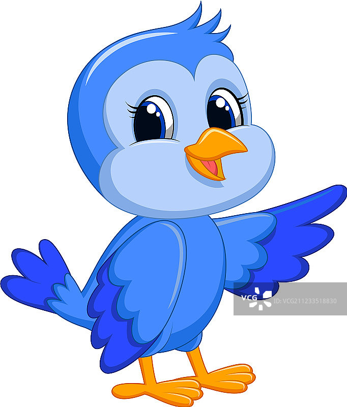 可爱的蓝色卡通小鸟图片素材