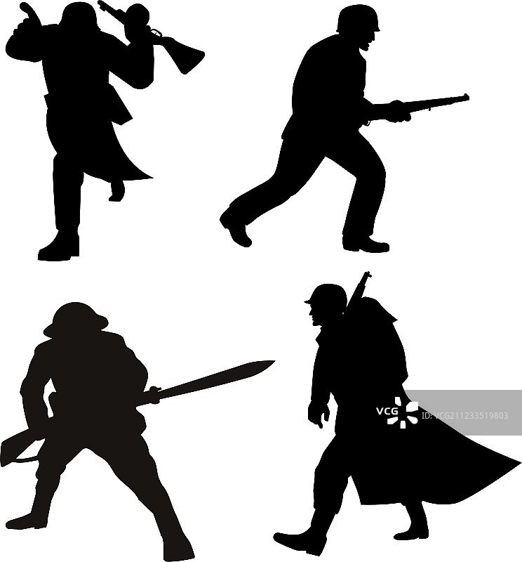士兵轮廓剪影图片素材