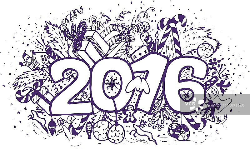 新年涂鸦组合图片素材