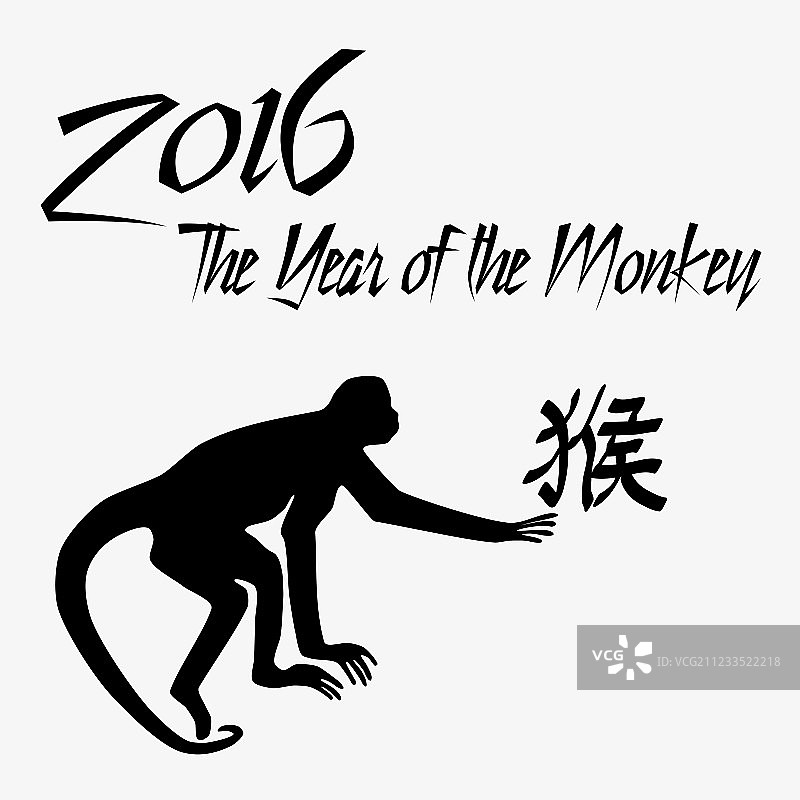 猴年，包含猴子图案和文字图片素材