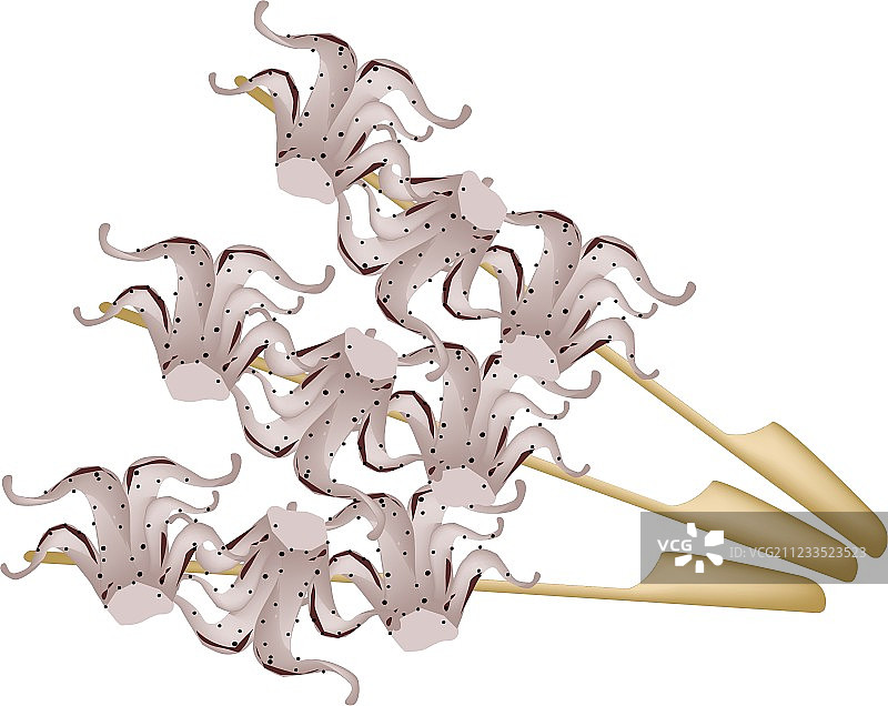 章鱼烤串或日式烤鱿鱼串图片素材