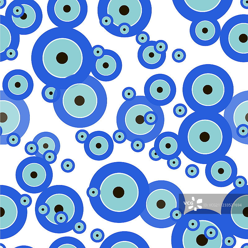 蓝色眼睛符号“邪恶之眼”无缝图案图片素材