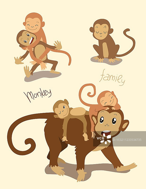 猴妈妈和可爱的猴宝宝图片素材