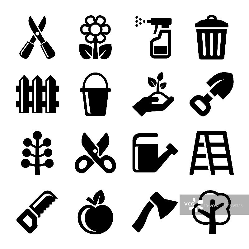 白色背景上的园艺图标图片素材