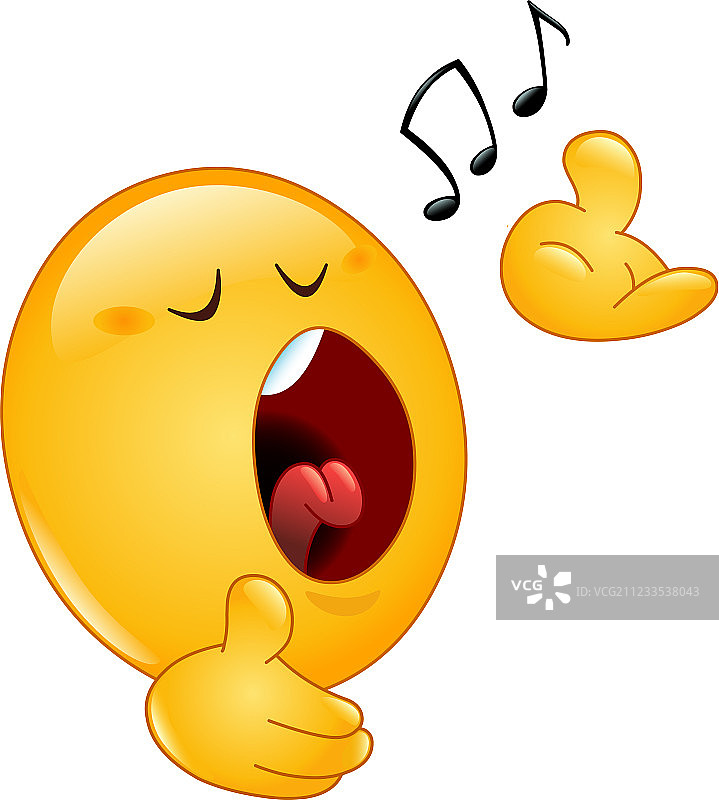 歌唱的表情符号图片素材