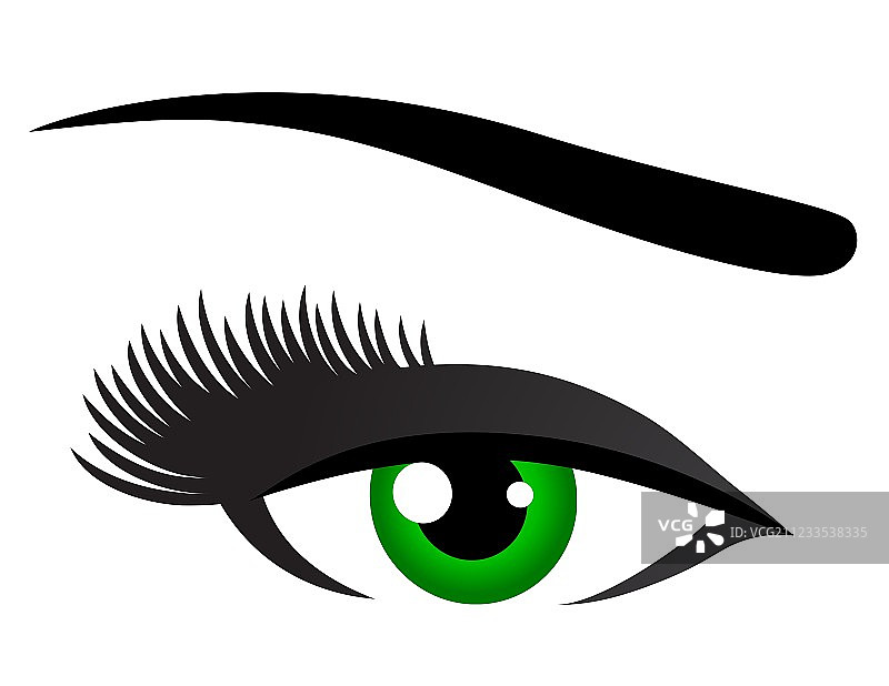 长睫毛的绿色眼睛图片素材