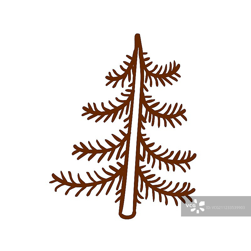 手绘松树图片素材