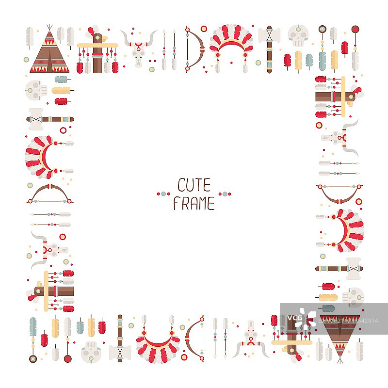 带捕梦网的彩色民族风边框图片素材