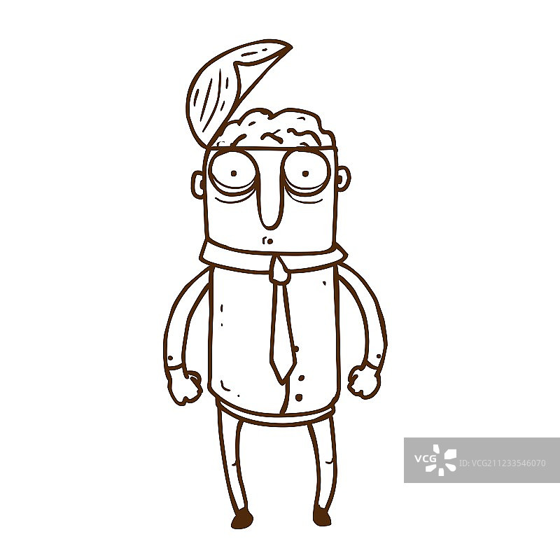 手绘大脑开放的男人图片素材