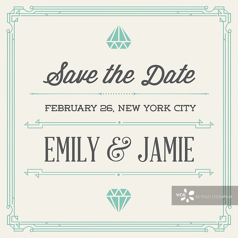 复古风格婚礼请柬图片素材