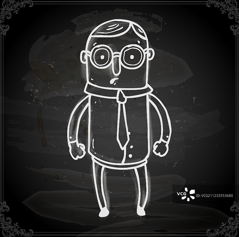 商务男士在黑板上绘画图片素材