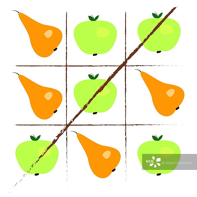 用苹果和梨玩的井字游戏图片素材