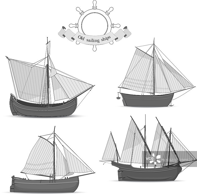 一组旧帆船图片素材