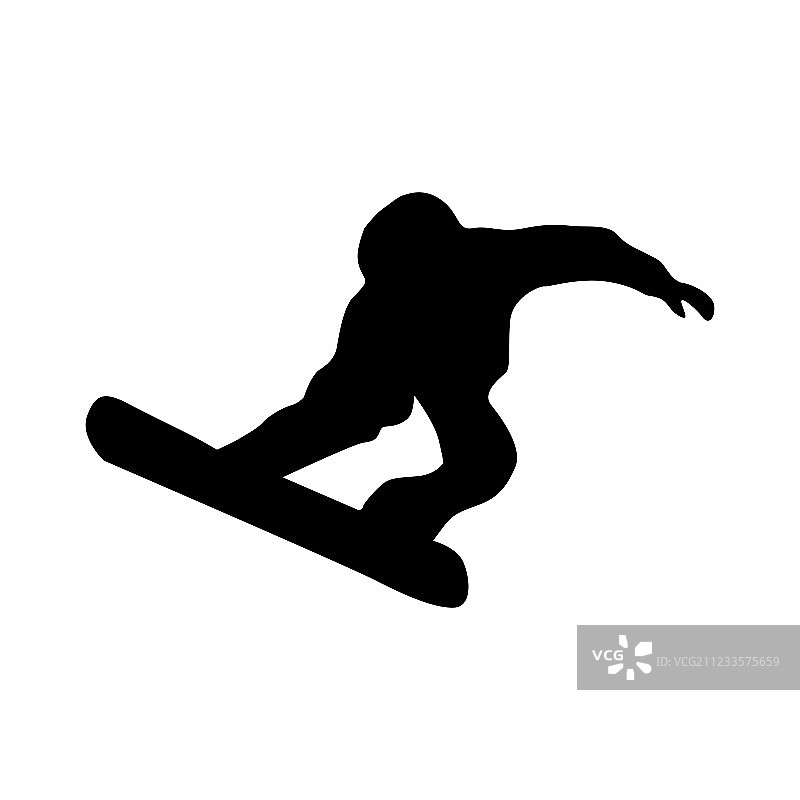 滑雪者黑色剪影图片素材