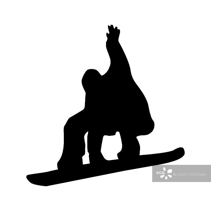 滑雪者黑色剪影图片素材