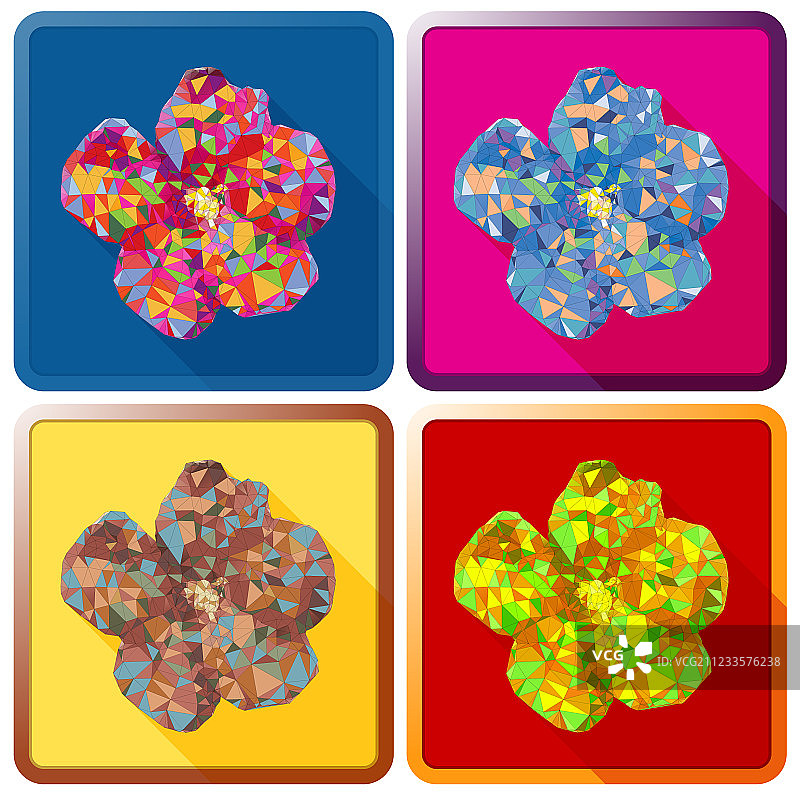 木槿花多边形图案图片素材