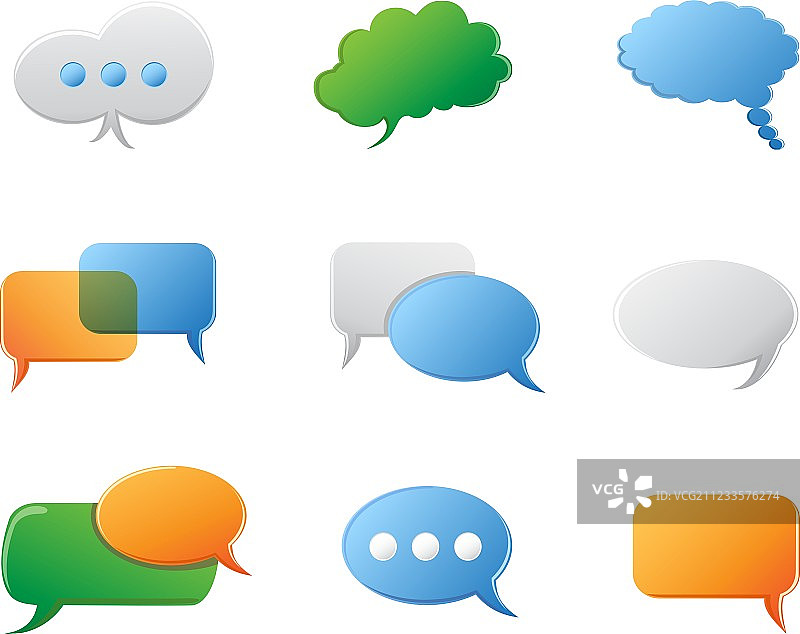 聊天气泡图标集图片素材