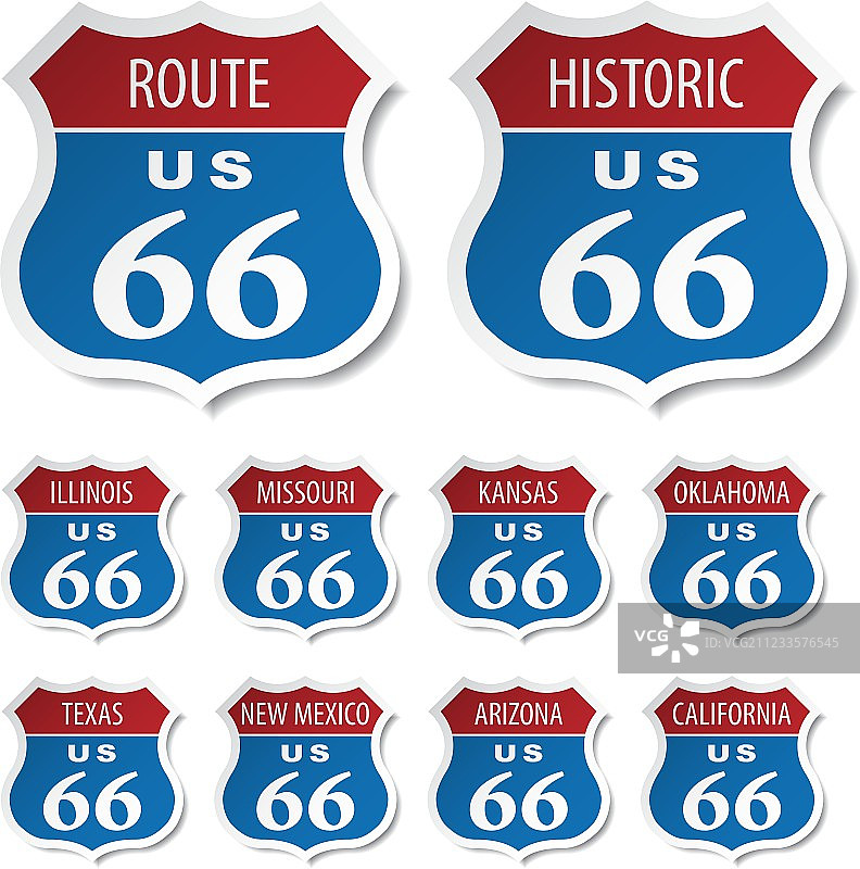 66号公路彩色贴纸图片素材