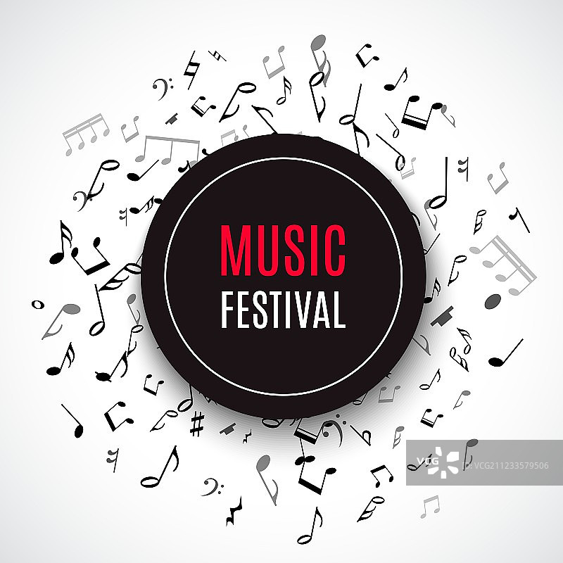 带黑色音符的抽象音乐会宣传单图片素材