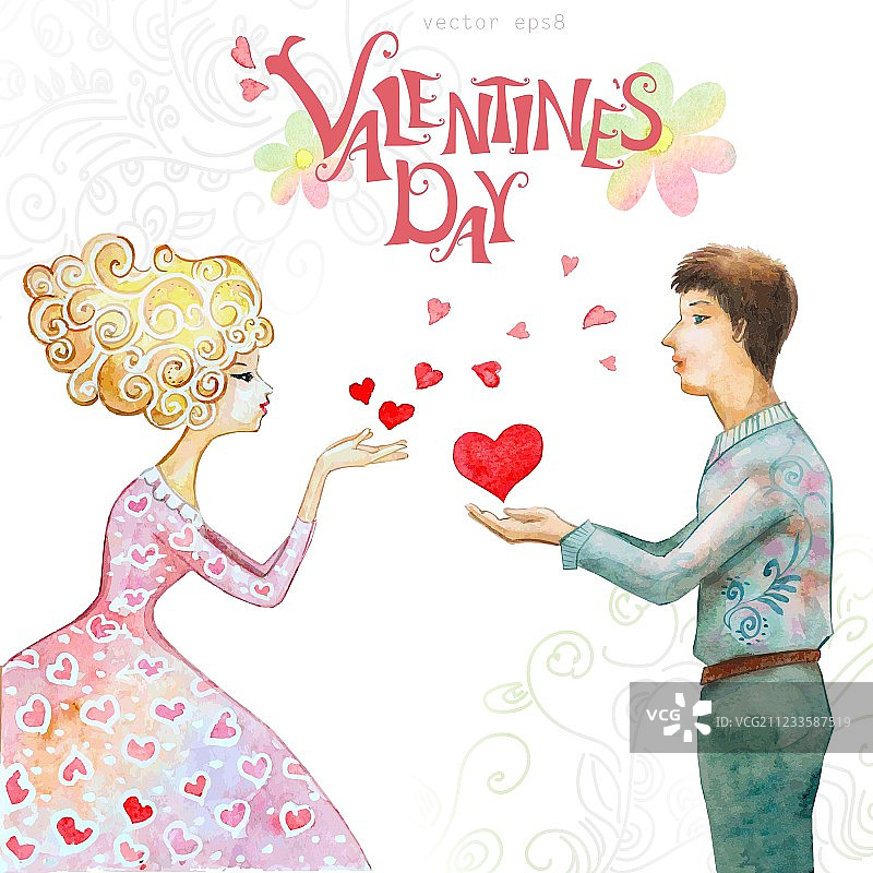 浪漫水彩风格可爱贺卡图片素材