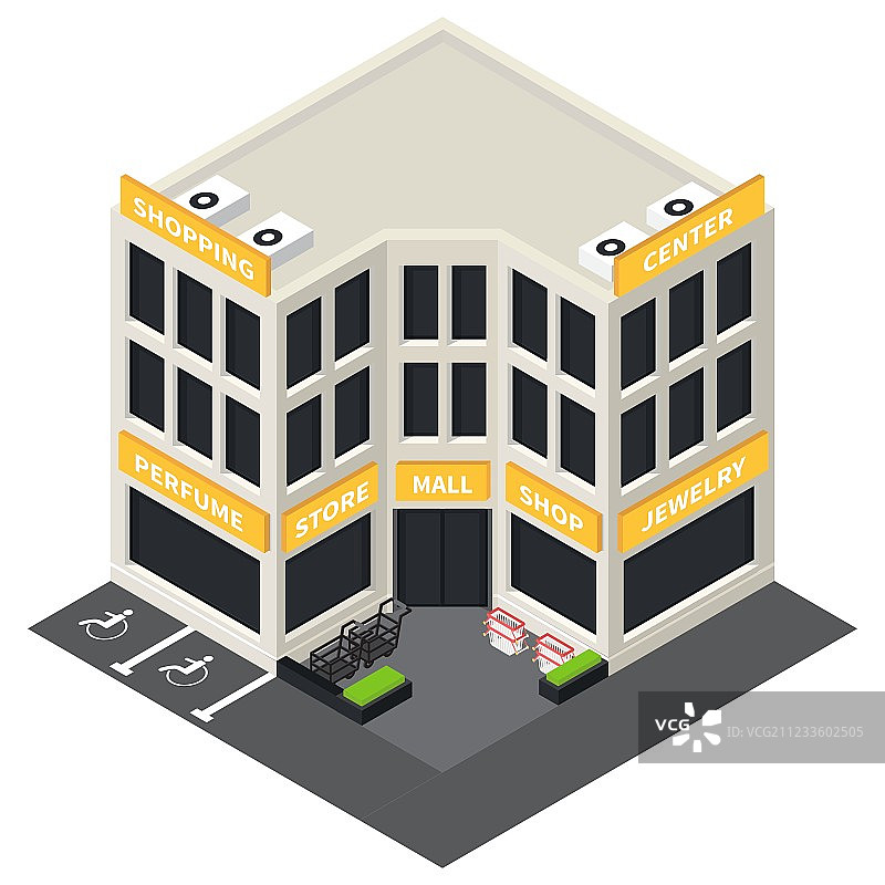 2.5D建筑图标图片素材