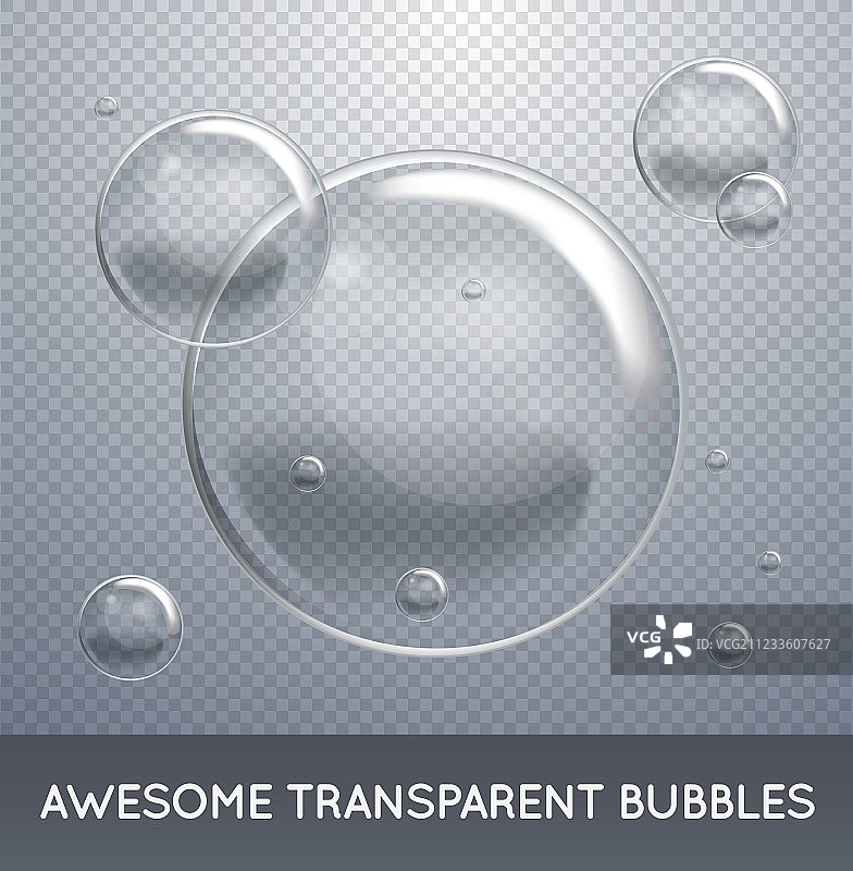 透明隔离的逼真肥皂泡图片素材