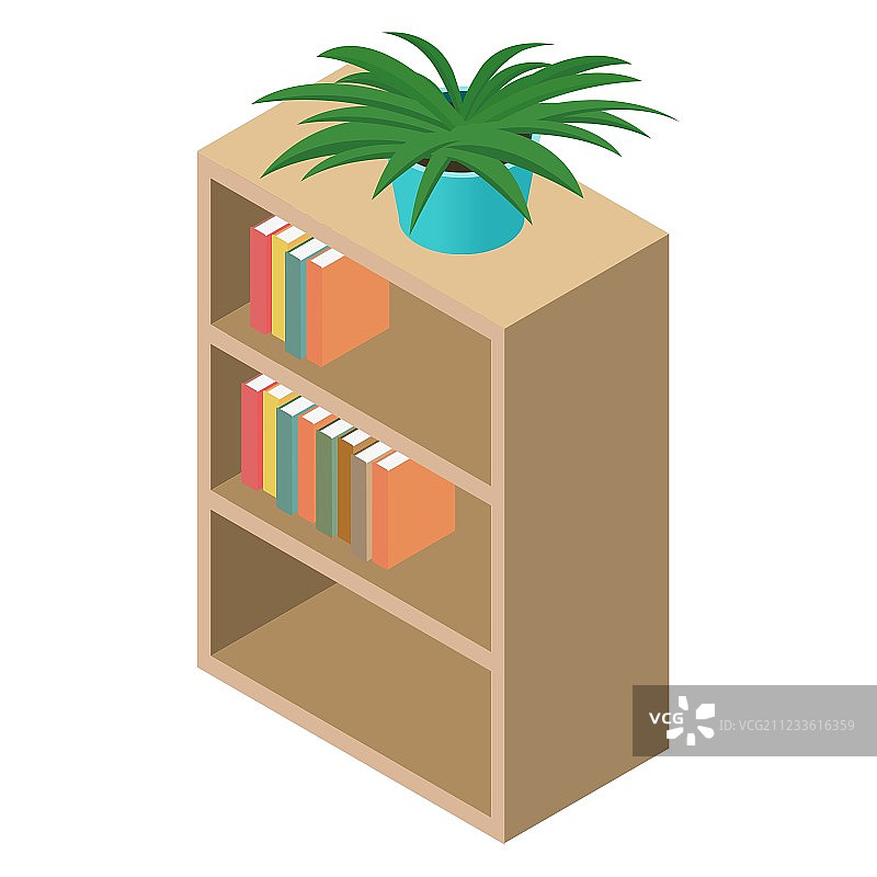 2.5D书柜等距3D图标图片素材