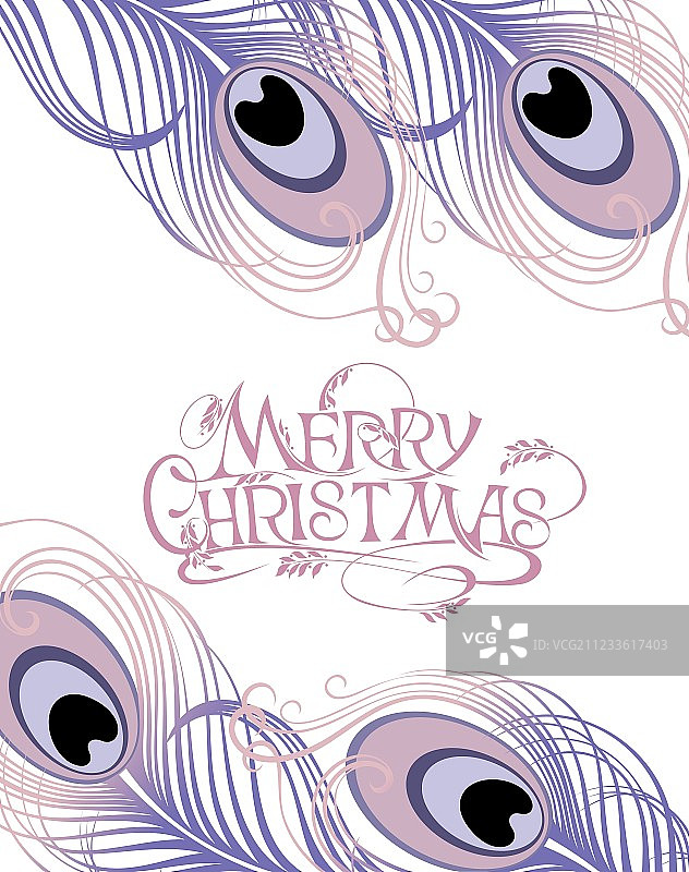 羽毛圣诞节日贺卡图片素材