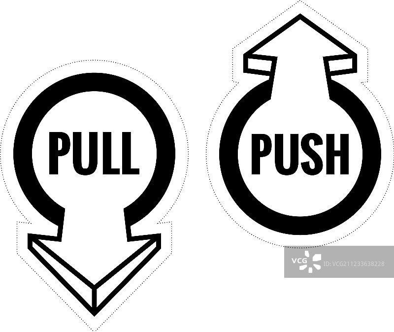 推拉门标识单色黑色套装图片素材