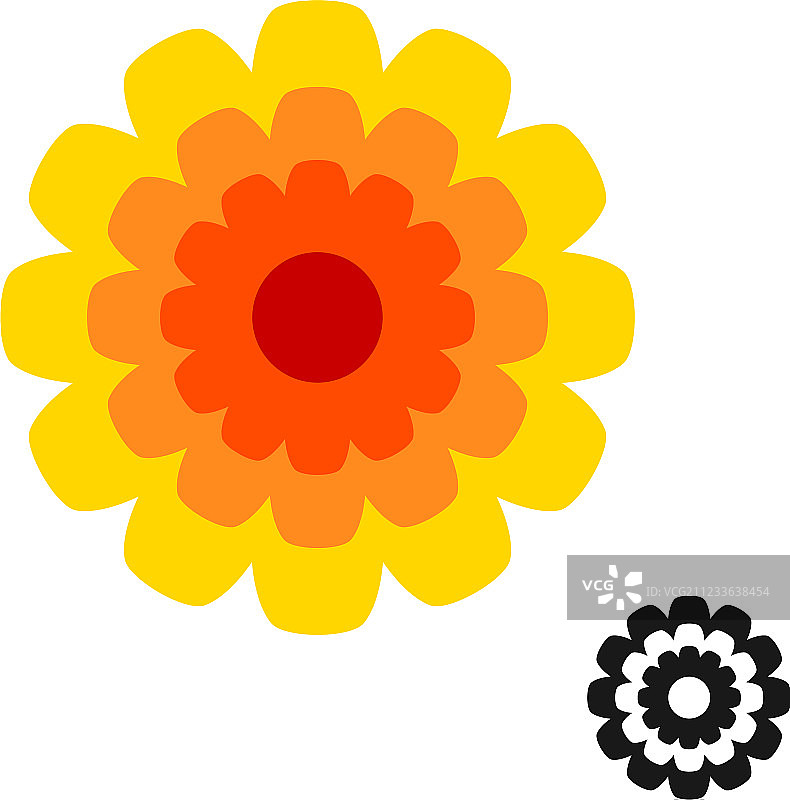 万寿菊金盏花俯视logo黑色图片素材