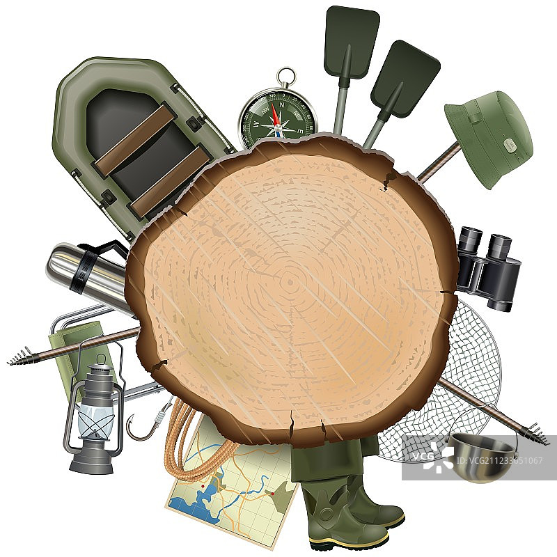 渔具与木板图片素材