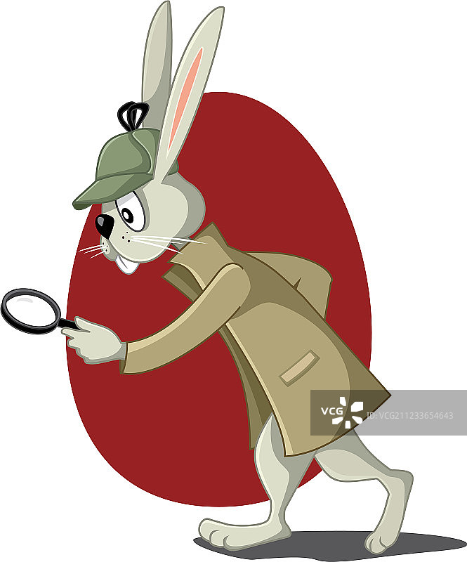 拿着放大镜的侦探兔子车图片素材