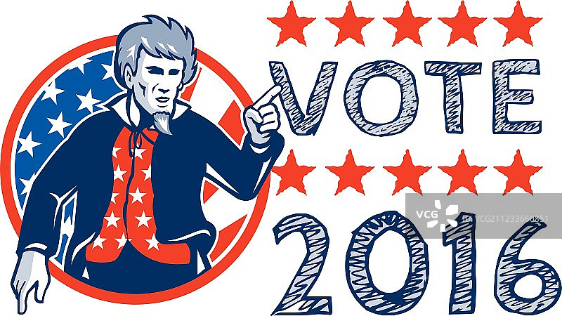2016年山姆大叔复古风投票标志图片素材
