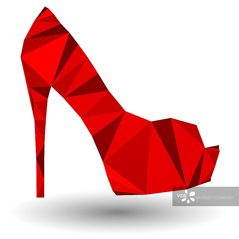 红色抽象折纸风格高跟鞋图片素材