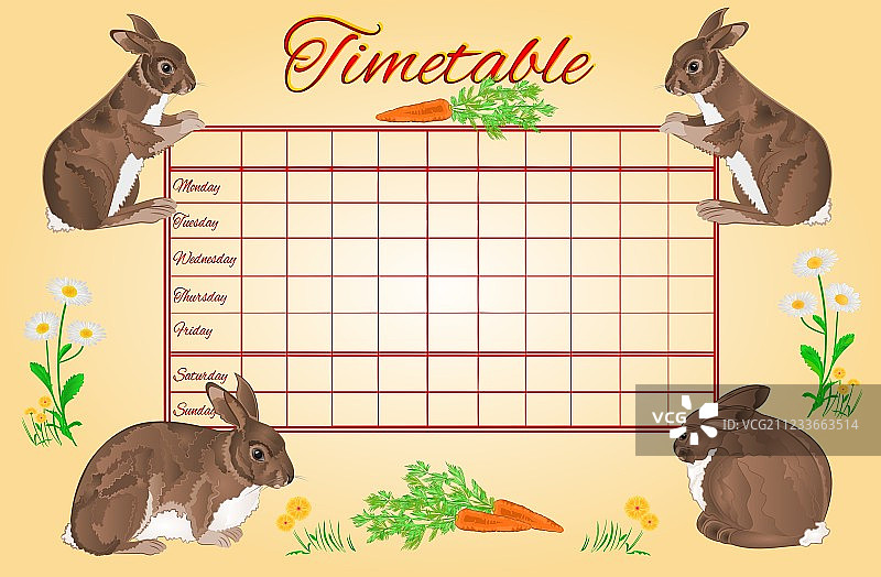 兔子每周时间表图片素材